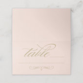 Elegante Gold Calligraphy Script Wedding Table Platzkarte (Außenseite Aufgefaltet)