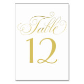 Elegante Gold Calligraphy Script Wedding Tischnummer (Rückseite)