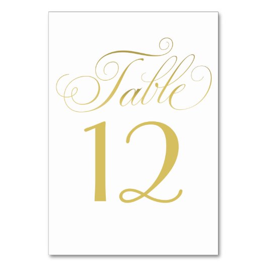 Elegante Gold Calligraphy Script Wedding Tischnummer (Rückseite)