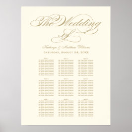 Elegante Gold Calligraphy Seating Chart Poster