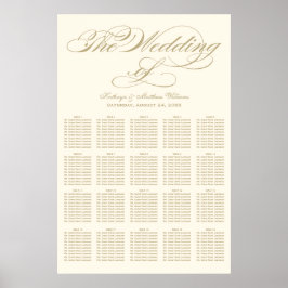 Elegante Gold Calligraphy Seating Chart Poster