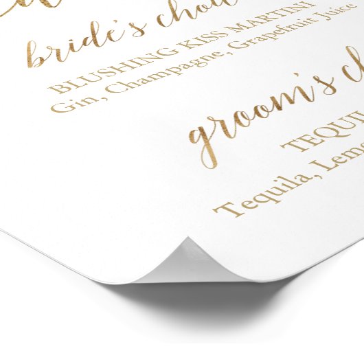 Elegante Gold Calligraphy Signature Drinks Signatu Poster (Ecke)