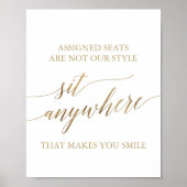 Elegante Gold Calligraphy Sit Anywhere Signature Poster (Vorne)