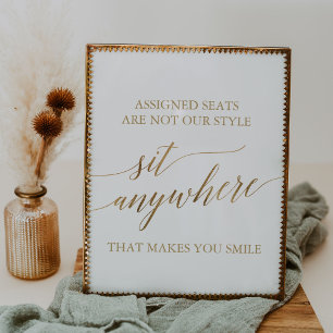 Elegante Gold Calligraphy Sit Anywhere Signature Poster