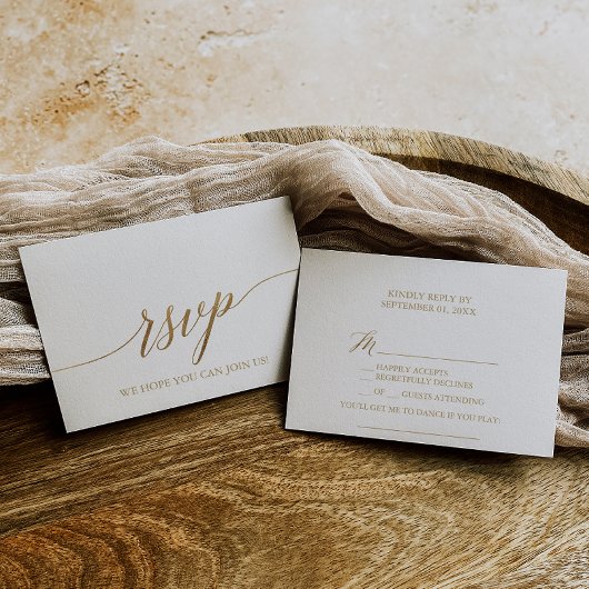 Elegante Gold Calligraphy Song Request RSVP Card Karte