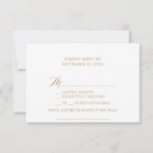 Elegante Gold Calligraphy Song Request RSVP Card Karte (Rückseite)