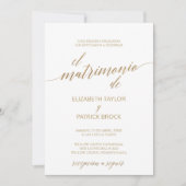 Elegante Gold Calligraphy | Spanische Details Hoch Einladung (Vorderseite)