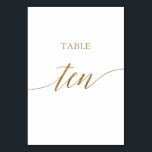 Elegante Gold Calligraphy Table 10 Tischnummern<br><div class="desc">Dieser elegante Goldkalligraphietisch mit 10 Tischnummern ist perfekt für eine Hochzeit. Das neutrale Design besticht durch eine minimalistische Karte, die mit romantischen und skurrilen Imitaten mit Goldfolien-Typografie dekoriert ist. Die Karte druckt auf der Vorder- und Rückseite (beidseitig). Andere Tischnummern in der Sammlung werden separat verkauft. Bitte beachten Sie: Dieses Design...</div>