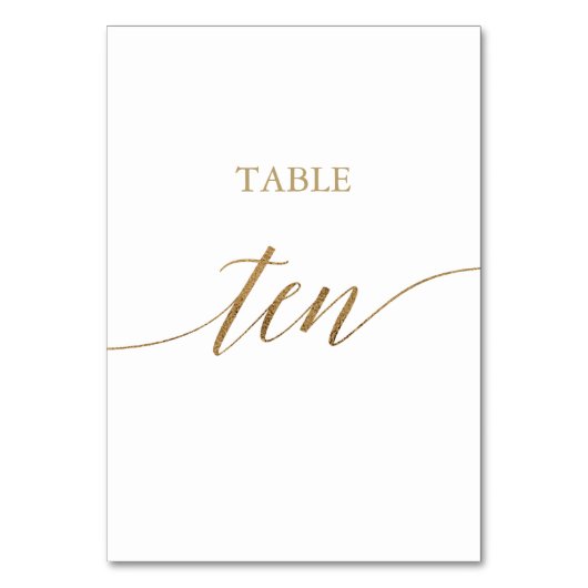 Elegante Gold Calligraphy Table 10 Tischnummern (Rückseite)