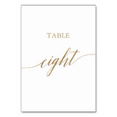 Elegante Gold Calligraphy Table Aight Tischnummer (Vorderseite)