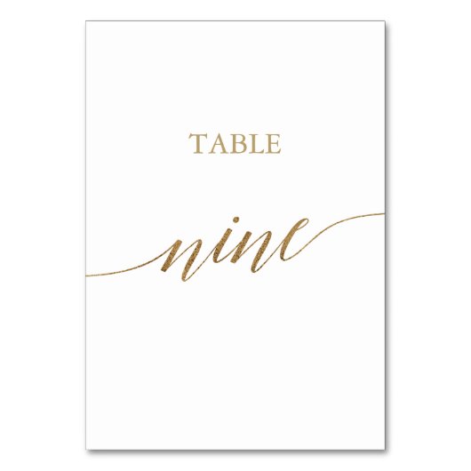 Elegante Gold Calligraphy Table Neun Tischnummern (Rückseite)