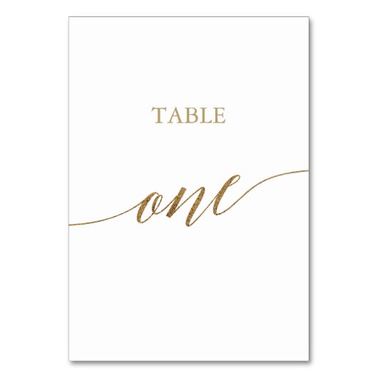 Elegante Gold Calligraphy Table One Tischnummer (Vorderseite)