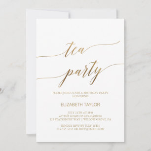 Elegante Gold Calligraphy Tea Party Geburtstag Einladung