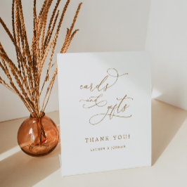 Elegante Gold Calligraphy Wedding Cards und Gesche Sockelschild