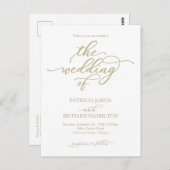Elegante Gold Calligraphy Wedding Einladung Postkarte (Vorne/Hinten)
