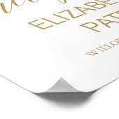 Elegante Gold Calligraphy Wedding Empfang Poster (Ecke)