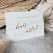 Elegante Gold Calligraphy Wedding Hair Artist Dankeskarte
