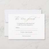 Elegante Gold Calligraphy Wedding RSVP Card Karte (Vorderseite)