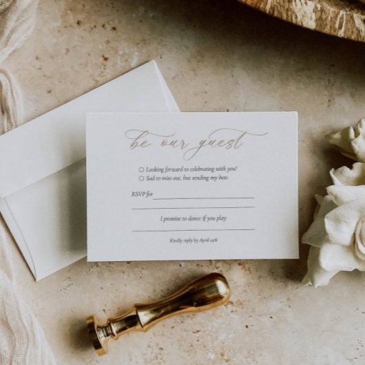 Elegante Gold Calligraphy Wedding RSVP Card Karte