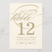 Elegante Gold Calligraphy Wedding Tischnummer (Rückseite)