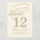 Elegante Gold Calligraphy Wedding Tischnummer (Vorderseite)