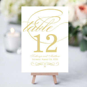 Elegante Gold Calligraphy Wedding Tischnummer