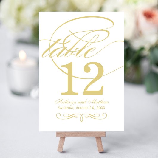 Elegante Gold Calligraphy Wedding Tischnummer