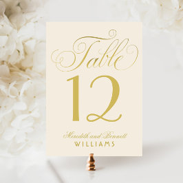 Elegante Gold Calligraphy Wedding Tischnummer
