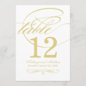 Elegante Gold Calligraphy Wedding Tischnummer (Rückseite)