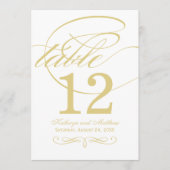 Elegante Gold Calligraphy Wedding Tischnummer (Vorderseite)