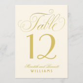 Elegante Gold Calligraphy Wedding Tischnummer (Vorderseite)