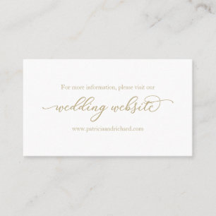 Elegante Gold Calligraphy Wedding Website Visitenkarte