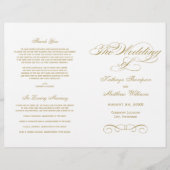 Elegante Gold Calligraphy Wedding Zeremony Program (Vorderseite)