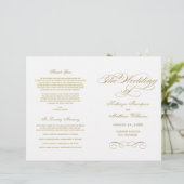Elegante Gold Calligraphy Wedding Zeremony Program (Stehend Vorderseite)