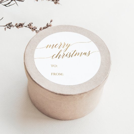 Elegante Gold Calligraphy Weihnachtsgeschenke Name Runder Aufkleber