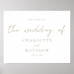 Elegante Gold Calligraphy Welcome Wedding Poster