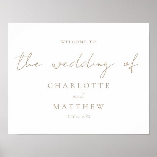 Elegante Gold Calligraphy Welcome Wedding Poster (Vorne)