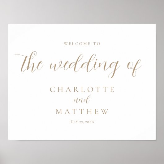 Elegante Gold Calligraphy Welcome Wedding Poster (Vorne)