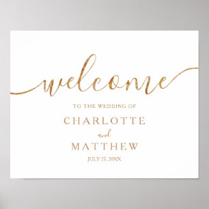 Elegante Gold Calligraphy Welcome Wedding Poster