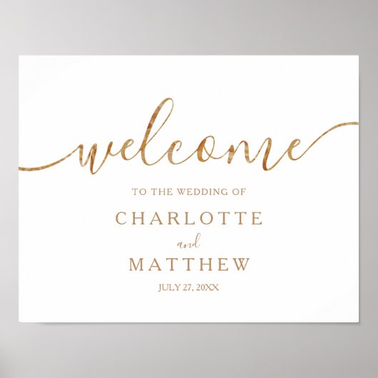 Elegante Gold Calligraphy Welcome Wedding Poster (Vorne)