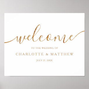Elegante Gold Calligraphy Welcome Wedding Poster