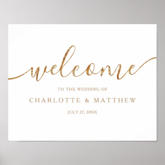 Elegante Gold Calligraphy Welcome Wedding Poster (Vorne)