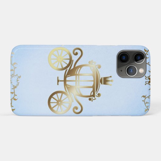 Elegante Gold Carriage Blue Storybook Princess Case-Mate iPhone Hülle (Rückseite (Horizontal))