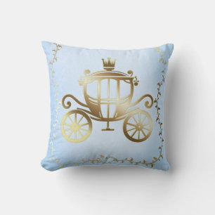 Elegante Gold Carriage Blue Storybook Princess Kissen