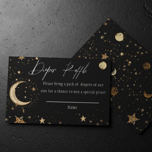 Elegante Gold Celestial Diaper Raffle Card Begleitkarte