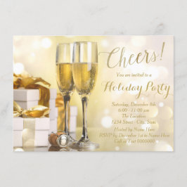 Elegante Gold Champagne Einladung