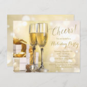 Elegante Gold Champagne Einladung (Vorne/Hinten)