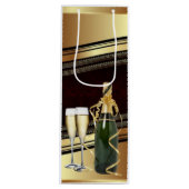 Elegante Gold Champagne/Wine Gift Bag Geschenktüte Für Weinflaschen (Vorderseite)