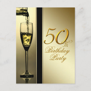 Elegante Gold-Champagner-50-Geburtstagsfeier Einladung
