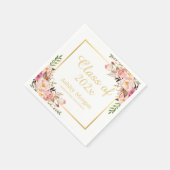 Elegante Gold Chic Floral Graduation Party Serviette (Ecke)